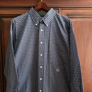 Tommy Hilfiger Men's Blue-White Checked Button-Down Shirt, XL/XG